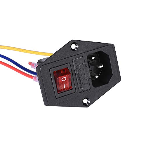 PoPprint Interruptor basculante ON/OFF 15A 250V Power Boat Rocker Switch AC Power con cable fusible para impresora 3D