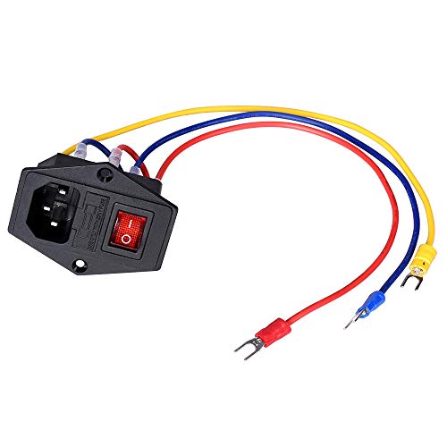 PoPprint Interruptor basculante ON/OFF 15A 250V Power Boat Rocker Switch AC Power con cable fusible para impresora 3D