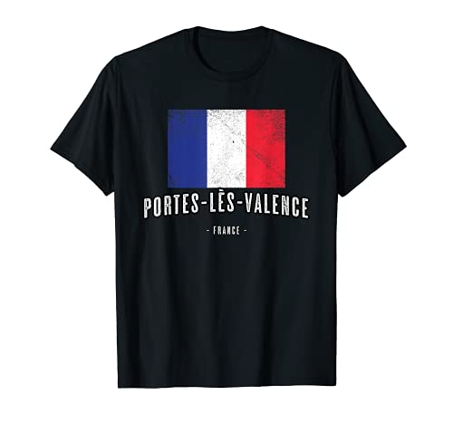 Portes-lès-Valence Francia | Ciudad - Bandera Drapeau - Camiseta