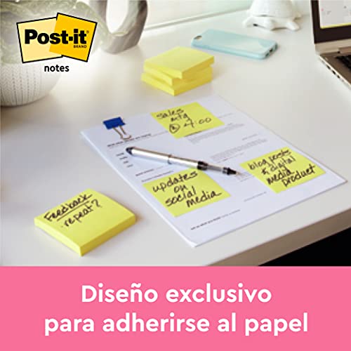 Post-It 636-B - Notas en cubo reposicionables 76 x 76 mm, 450 hojas, Color Amarillo