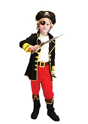 Pretty Princess Disfraz de Capitán Pirata para Niños Incluyendo Sombrero, parche en el ojo y Cinturón TS135