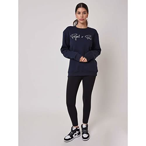 Project X Paris Sudadera unisex con logotipo de contraste, azul, L