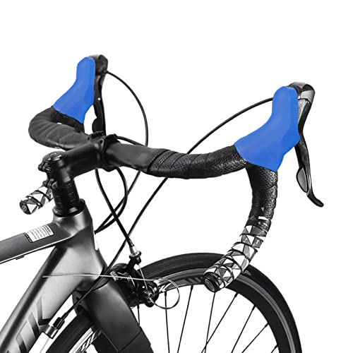 Protector de palanca de freno, tapa de cambio de velocidad, funda de freno de silicona para bicicleta de 20/22 velocidades, tapa de freno antideslizante, color negro y azul