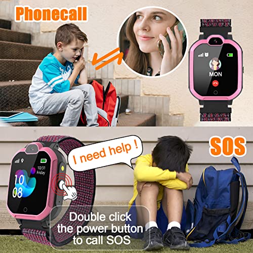 PTHTECHUS Reloj-Smartwatch 4G con GPS instantáneo & Videollamada Infantil y Juvenil. WiFi, Bluetooth, Voz Chat, cámara, Podómetro, Música, Llamadas, SOS, Impermeable IPX7 Reloj Inteligente niño, Rosa