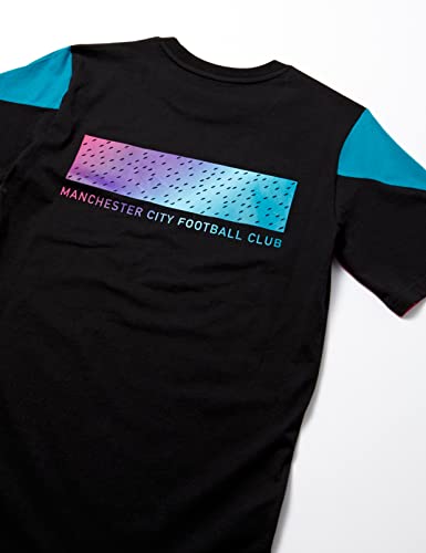 Puma Manchester City Temporada 2021/22, Equipación de Juego, Camiseta, Hombre, Black-Ocean Depths, S