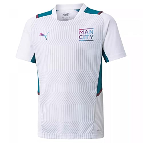 Puma Manchester City Temporada 2021/22, Equipación de Juego, Camiseta, Unisex-Child, White-Ocean Depths, 128