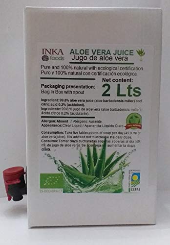 Puro Jugo de Aloe Vera - 100% natural y orgánico. 2 Litros familiar