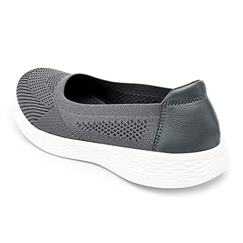 Puxowe Zapatos Tejer Mujer Comoda Casual Mesh Ligero Antideslizante Zapatillas Sneakers Classic Slip On Andar Bambas Mocasines 39.5 EU Deep Gray