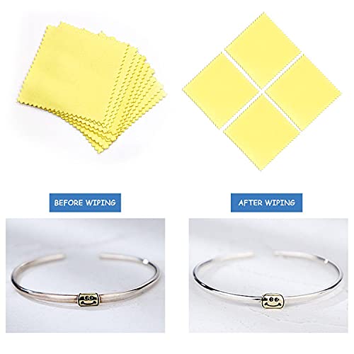 QEEQPF Paño para Limpiar Joyas de 15 Piezas Paño para pulir Amarillo a Prueba de Herrumbre Paño para Limpiar Joyas de Perla Pura, Oro, Platino y Plata, 8 x 8 cm