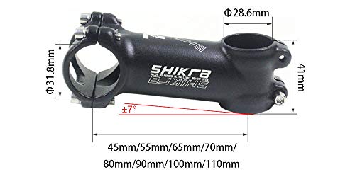 QQY Abrazadera de vástago de bicicleta de aleación de aluminio MTB manillar de bicicleta de 31.8 * 45/55/65/70/80/90/100/110mm ángulo negativo manillar corto de aluminio (65mm 7° etiqueta blanca roja