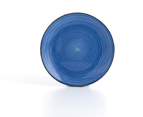 Quid Vajilla Completa Moderna de Porcelana para 6 Personas (18 Piezas) Llanos, hondos, Platos Postre, Loza, Vita Azul