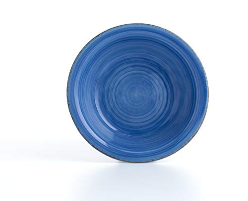 Quid Vajilla Completa Moderna de Porcelana para 6 Personas (18 Piezas) Llanos, hondos, Platos Postre, Loza, Vita Azul