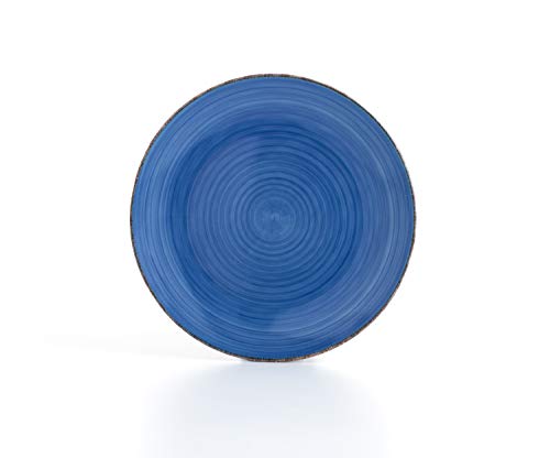 Quid Vajilla Completa Moderna de Porcelana para 6 Personas (18 Piezas) Llanos, hondos, Platos Postre, Loza, Vita Azul