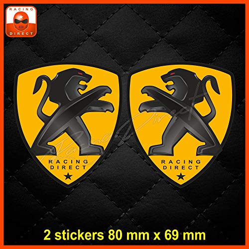 Racing Direct - Lote de 2 pegatinas de escudo con logotipo de Peugeot Sport para 206 207 208 307 308 107 5008
