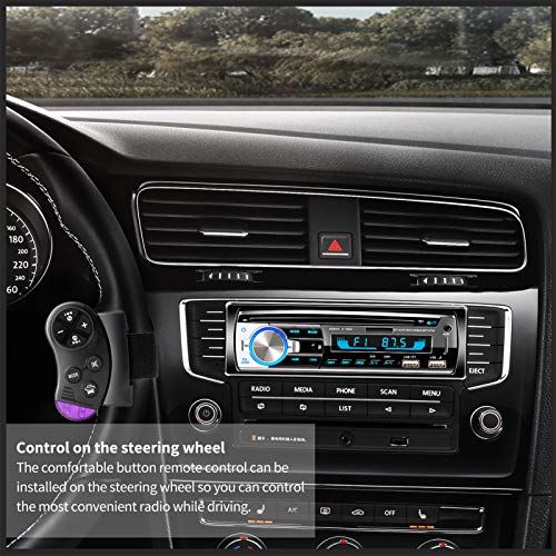 Radio en Coche Autoradio Bluetooth Manos Libres, Lifelf Radio 1 DIN Estéreo 4 x 65 W Receptor de Radio para Coche con Reproductor de MP3, Control Remoto WMA FM, Dos Puertos USB (No RDS/CD/DVD)