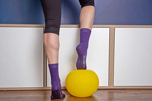 Rainbow Socks - Hombre Mujer Calcetines Antideslizantes ABS Colores de Algodón - 1 Par - Morado - Talla 44-46