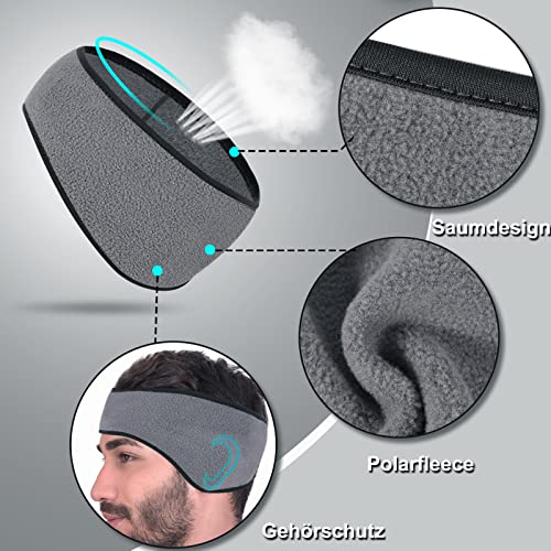 Raoclay Cinta Pelo Deporte para Invierno y Deporte, Cinta Pelo Hombre Mujer Casco de Bicicleta Orejeras Inviern, Frente elástico Cinta Cabeza Deporte Para Senderismo, Correr, Ciclismo, 2 Piezas