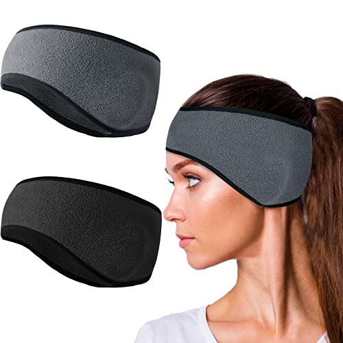 Raoclay Cinta Pelo Deporte para Invierno y Deporte, Cinta Pelo Hombre Mujer Casco de Bicicleta Orejeras Inviern, Frente elástico Cinta Cabeza Deporte Para Senderismo, Correr, Ciclismo, 2 Piezas