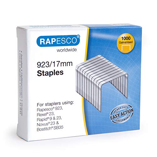 Rapesco 1240 Grapas Galvanizadas 923/17 mm (Tipo 23), Metal, Caja de 1.000 Grapas