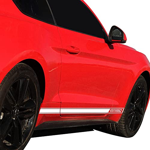 Raya Del Coche Pegatinas Etiqueta Engomada De La Puerta Lateral Del Coche, Para Ford Mustang Gt 500 2015-2017 Rally Racing Stripes Vinilo Calcomanía Gráfico Cuerpo Puerta Lateral Falda Pegatinas