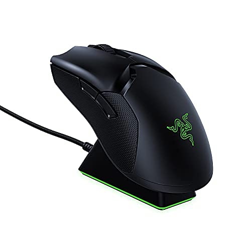 Razer Viper Ultimate - Ratón Inalámbrico para Juegos (Ratón Gaming, Ambidiestro, con 69 g de Peso, Cable Speedflex, Sensor Óptico 5G, RGB Chroma) - con Estación de Carga - Negro