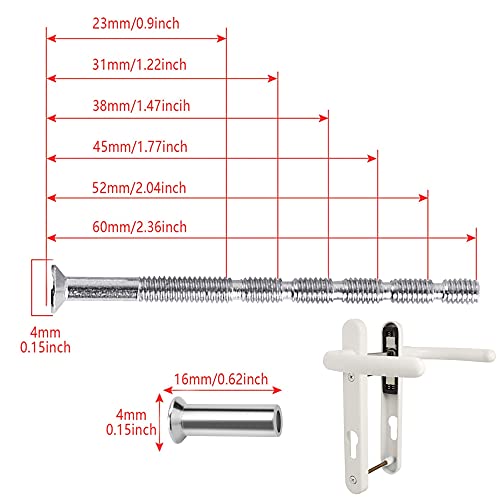 RECHCIGA 20 PCS Tornillos Pasantes para Manillas M4 Tornillo Manilla Puerta de Acero Niquelado Tornillos M4 60mm Tornillos de Conexión para Fijación de Tiradores de Puerta y Manijas de Puerta