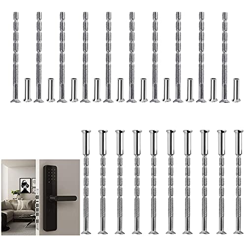 RECHCIGA 20 PCS Tornillos Pasantes para Manillas M4 Tornillo Manilla Puerta de Acero Niquelado Tornillos M4 60mm Tornillos de Conexión para Fijación de Tiradores de Puerta y Manijas de Puerta