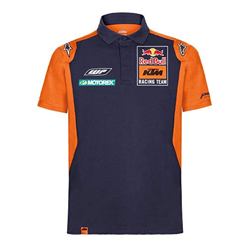 Red Bull KTM Official Teamline Camisa Polo, Azul Hombres Large Camiseta Manga Corta, KTM Racing Team Original Ropa & Accesorios