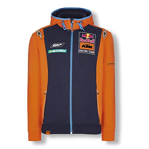 Red Bull KTM Official Teamline Zip Sudadera con Capucha, Azul Hombres XX-Large Hoodie, KTM Racing Team Original Ropa & Accesorios