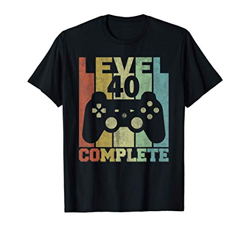 Regalos Para Hombres 40 Años Cumpleaños Level 40 Complete Camiseta