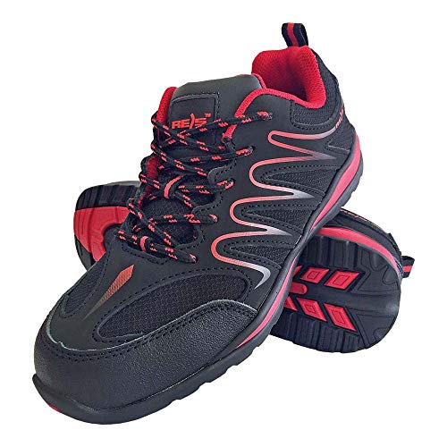 Reis Brecuador-OB_Bc45 - Zapatillas de Trabajo (Talla 45), Color Negro y Rojo
