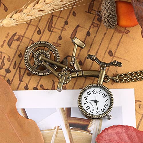 Reloj de Bolsillo de Cuarzo con Forma de Bicicleta Retro, Collar de Rueda de Bronce, Reloj Colgante, Regalos de Moda para Hombres, Mujeres, niños, Amantes de la Bicicleta