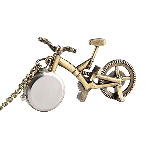 Reloj De Bolsillo De Cuarzo - Reloj De Bolsillo De Cuarzo Con Forma De Bicicleta Retro, Collar De Rueda De Bronce, Reloj Colgante, Regalos De Moda Para Hombres, Mujeres, Niños, Amantes De La Bici