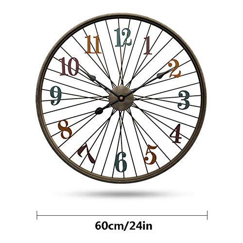 Reloj De Pared De Rueda De Bicicleta, Gran Vintage Estilo Retro Reloj De Pared Hierro Arte Reloj De Reloj Para La Decoración Del Hogar Del Dormitorio Doméstico - (Patrón De Rueda De Bicicleta)