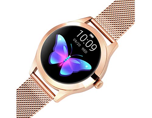 Reloj redondo IP68 a prueba de agua con pantalla táctil inteligente for las mujeres, Smart Watch KW10, perseguidor de la aptitud con la frecuencia cardíaca y dormir pulsera podómetro for iOS/Android