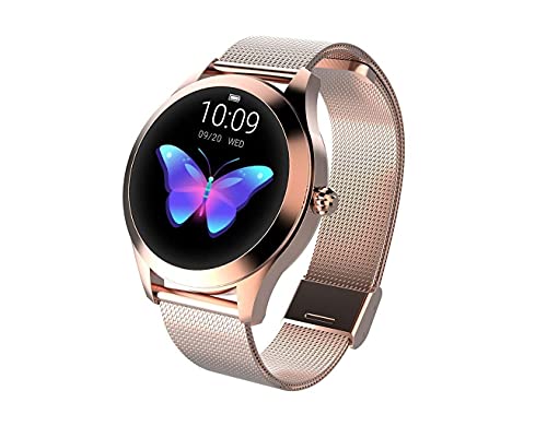 Reloj redondo IP68 a prueba de agua con pantalla táctil inteligente for las mujeres, Smart Watch KW10, perseguidor de la aptitud con la frecuencia cardíaca y dormir pulsera podómetro for iOS/Android