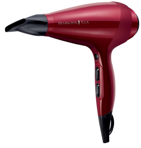 Remington Secador de Pelo Profesional Silk - Iónico, Difusor y Concentrador, 6 Temperaturas, 2 Velocidades, 2400 W, Rojo - AC9096