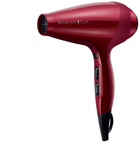 Remington Secador de Pelo Profesional Silk - Iónico, Difusor y Concentrador, 6 Temperaturas, 2 Velocidades, 2400 W, Rojo - AC9096