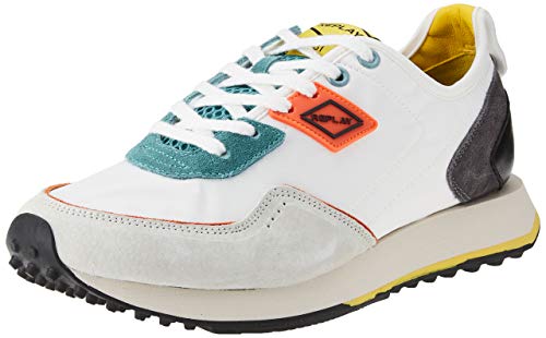 Replay 81 M-Drum Wave, Zapatillas Hombre, 2964 White Torquoise Orange, 43 EU