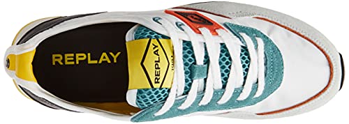 Replay 81 M-Drum Wave, Zapatillas Hombre, 2964 White Torquoise Orange, 43 EU