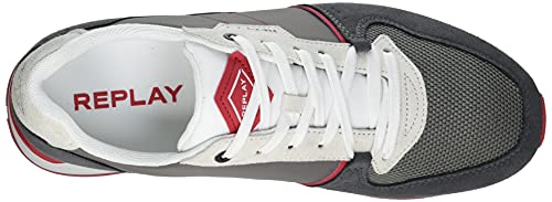 Replay Adrien-Classic West, Zapatillas Hombre, 2915 Gris, Rojo y Blanco, 42 EU