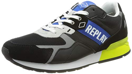 Replay Adrien-Sport Beach, Zapatillas Hombre, 2912 Black Royal Lime, 43 EU