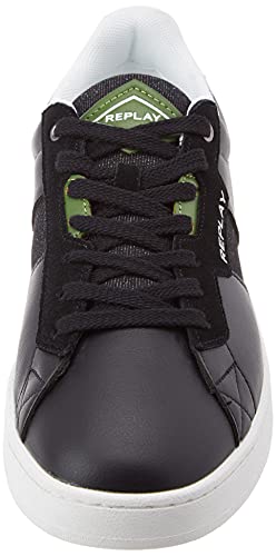 Replay Pinch-Classic Truck, Zapatillas Hombre, 448 Negro, Blanco y Verde, 40 EU