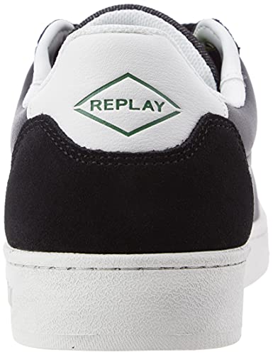 Replay Pinch-Classic Truck, Zapatillas Hombre, 448 Negro, Blanco y Verde, 40 EU