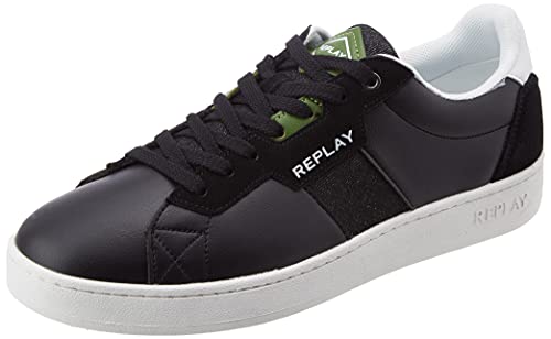 Replay Pinch-Classic Truck, Zapatillas Hombre, 448 Negro, Blanco y Verde, 40 EU