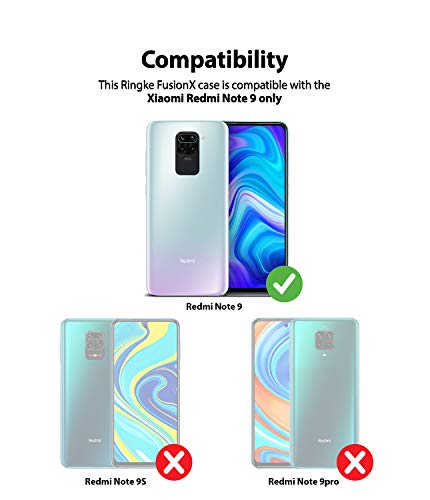 Ringke Fusion-X Diseñado para Funda Xiaomi Redmi Note 9 (2020) Transparente Carcasa Redmi Note 9, Parachoque TPU Resistente Impactos Funda para Redmi Note 9 (6.53 Pulgadas) – Turquoise Green