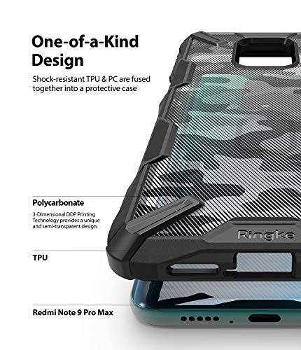 Ringke Fusion-X Diseñado para Funda Xiaomi Redmi Note 9 Pro (2020), Carcasa Redmi Note 9S, Parachoque Resistente Impactos Funda Redmi Note 9S / Redmi Note 9 Pro (6.67 Pulgadas) - Camo Black