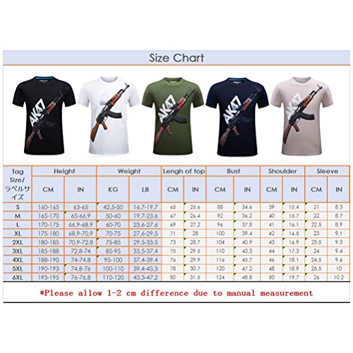 ROBO Camiseta Divertida Gran Tamaño Original de Verano para Hombres Camiseta de Manga Corta 3D-AK47