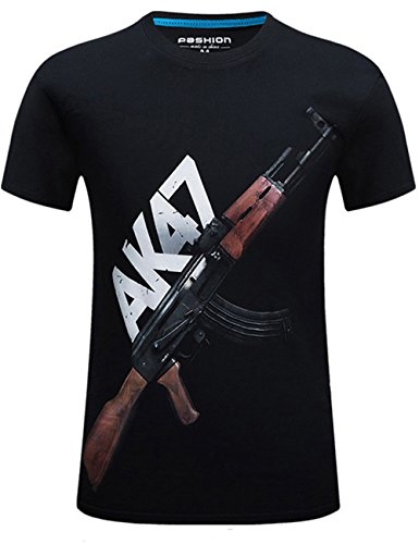 ROBO Camiseta Divertida Gran Tamaño Original de Verano para Hombres Camiseta de Manga Corta 3D-AK47