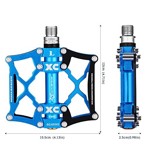 ROCKBROS Pedales Bicicleta Plataforma Pedales Aleación de Aluminio CNC para MTB Bicicleta Carretera BMX, 9/16 Pulgadas